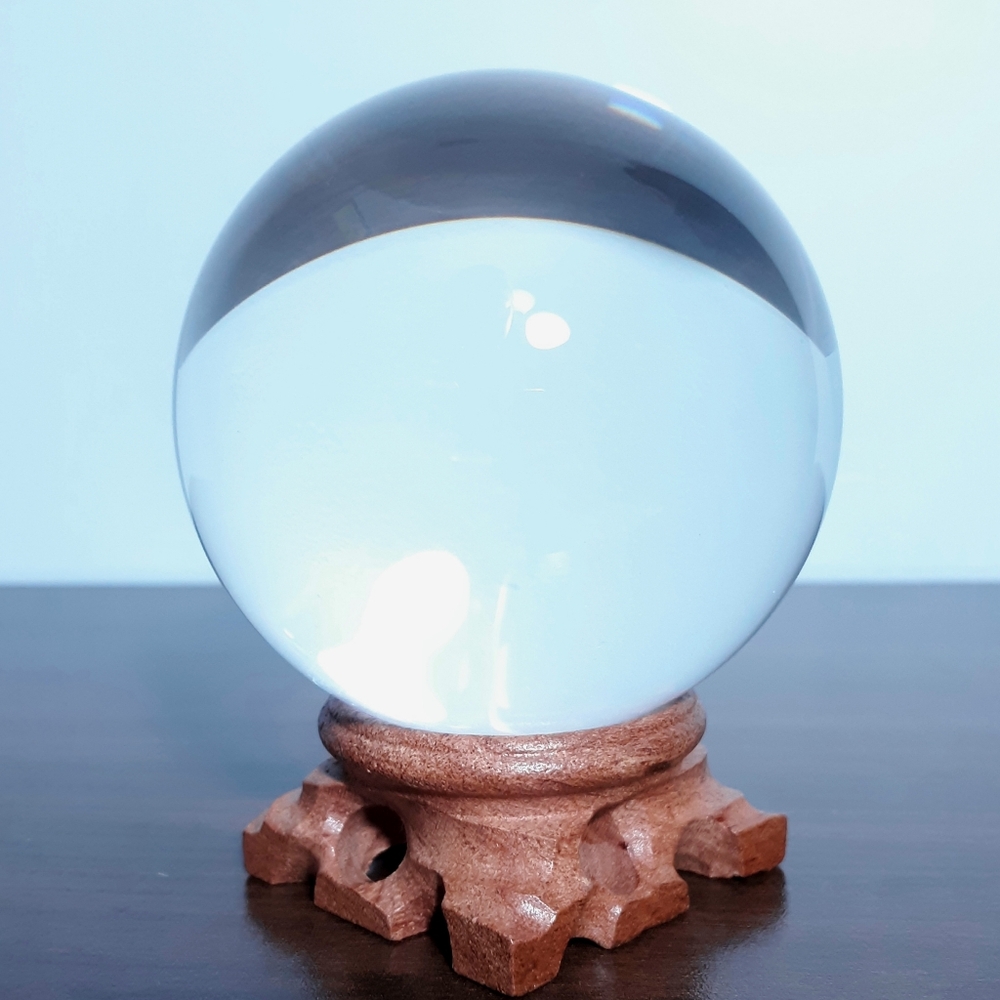 Large Clear K9 Glass Crystal Ball with Wooden Stand Fortue Telling Divination